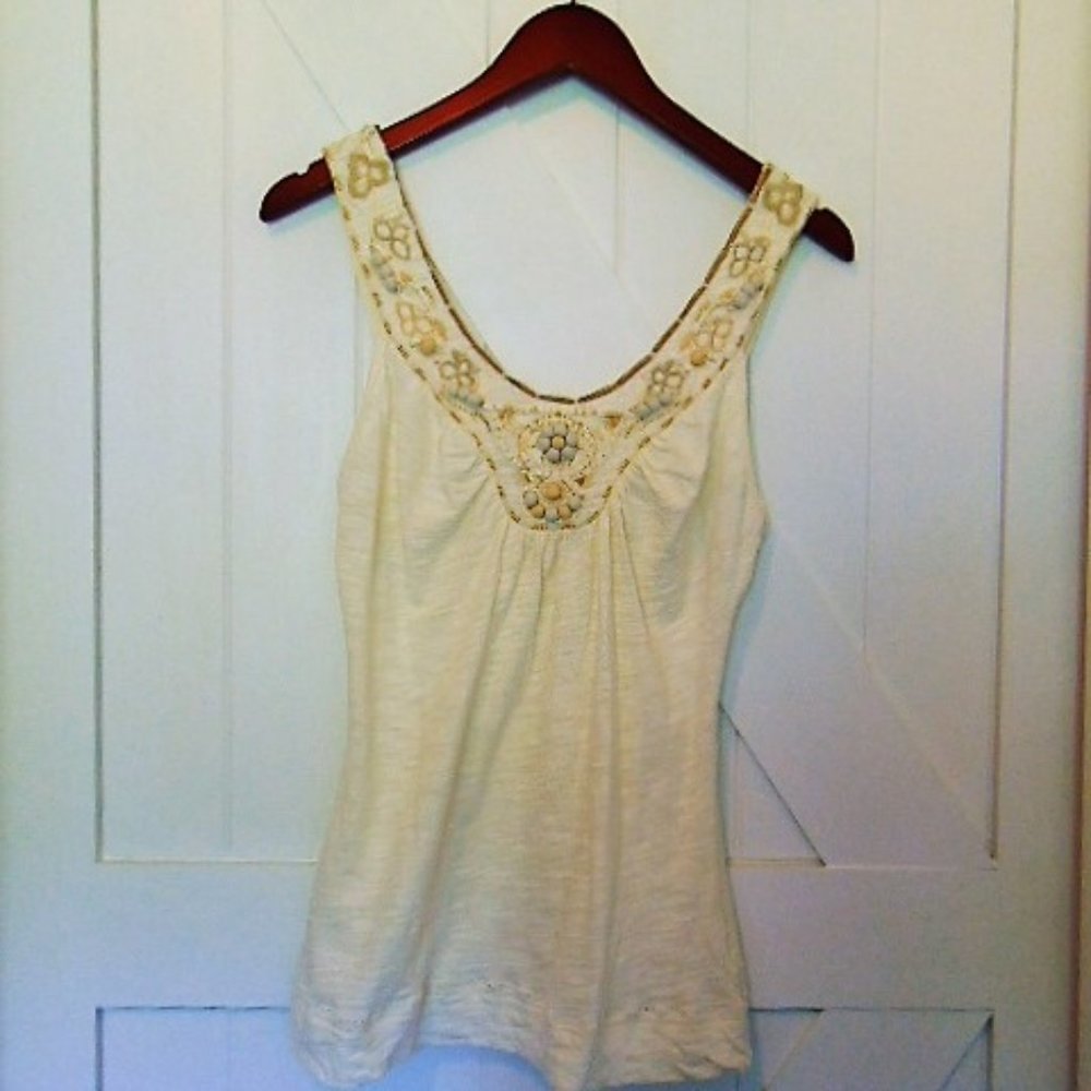 Anthro‎ C. Keer Embellished Sleeveless Shirt